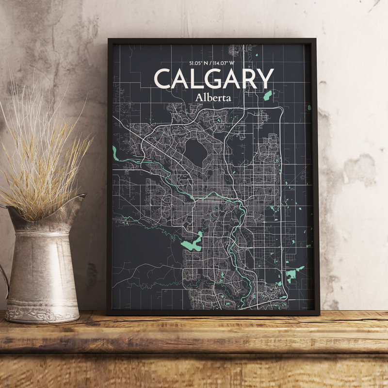 « calgary city map », reproduction d’impression sur affiche en rêve, H 27,6 po x l 19,7 po x P 0,05 po