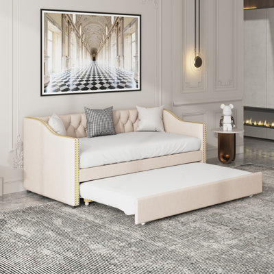 Aabha Upholstered Velvet Daybed with Trundle Bed