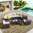 9-pieces Outdoor Half-moon Wicker Conversation Sets With 1 Nesting Coffee Table And Tempered Glass Top