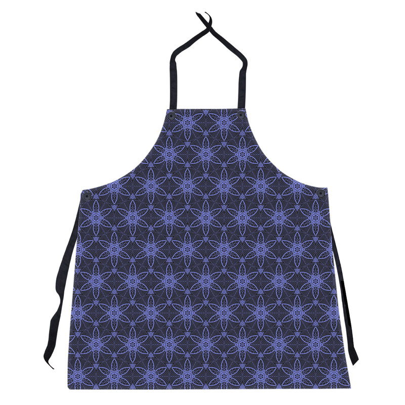 Tablier à cercles ornés de fond, Bleu