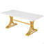 Bureau de direction moderne de 63 po, grand bureau d'ordinateur avec pieds en X élégants, poste de travail en faux marbre, mobilier de bureau pour la maison, blanc et or