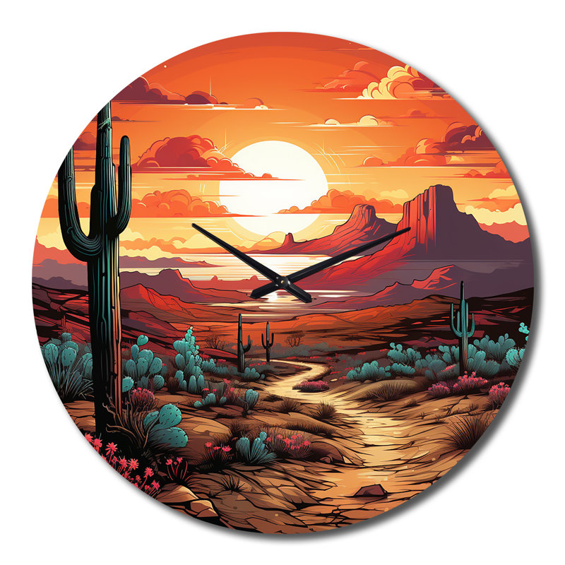 Horloge ronde en métal Wilderness Heat - Desert, Très grand