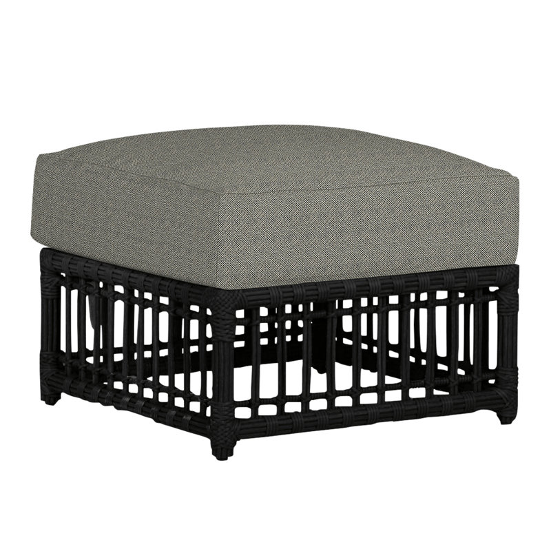 Newport Outdoor Ottoman with Cushion, No Welt, Intermix Bark, Onyx