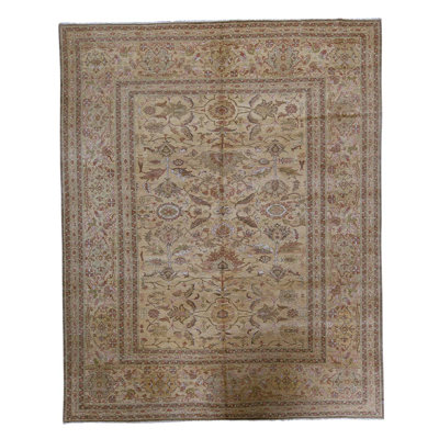 Tapis rectangulaire en laine beige / brun 9 pi 4 po x 11 pi 11 po