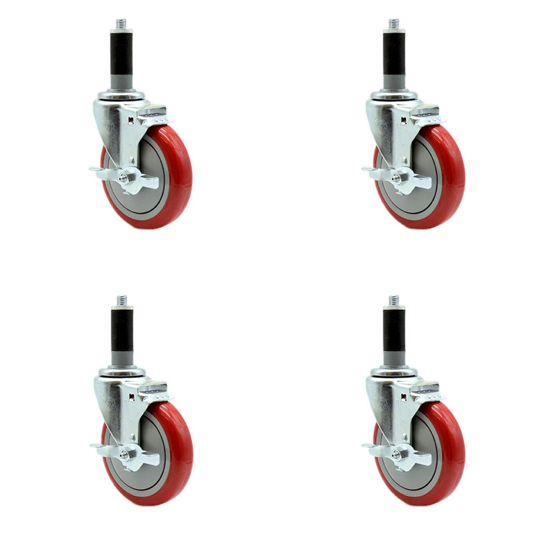 Roulettes extensibles avec frein, Rouge