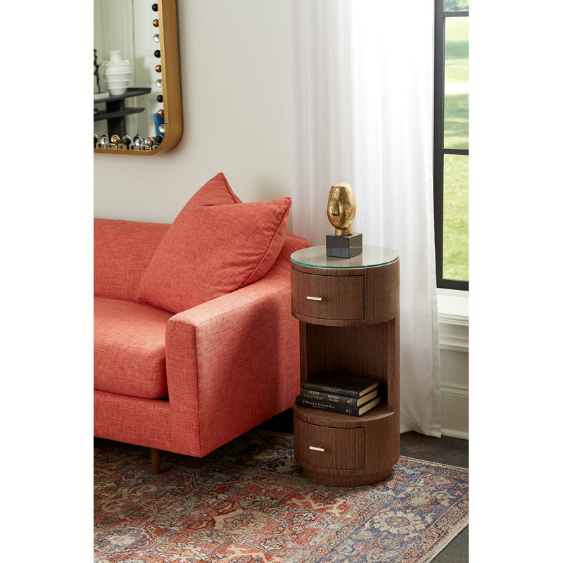 Aaron 2-Drawer End Table, Warm Chocolate