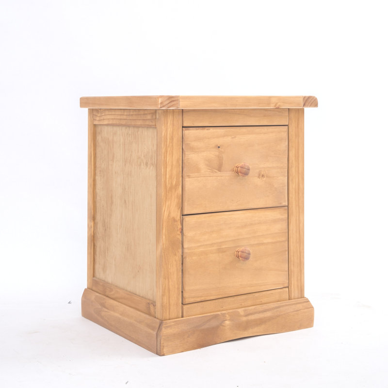 45cm W Solid + Manufactured Wood Bedside Table, Waxed Pine