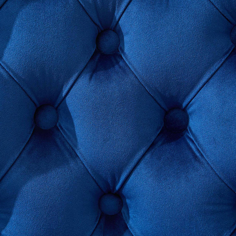 Tabourets de bar pivotants épais en velours chromé, hauteur réglable de 25 à 33 po, rembourrage moderne avec base de 17,7 po, boutons capitonnés et plis en losange, siège à éponge et à ressorts, pour bistro et îlot de cuisine (bleu, ensemble de 2)