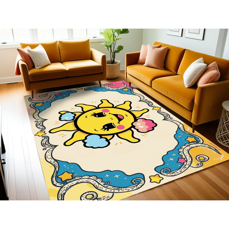 Tapis lavable pour enfant East Urban Home Sky Clouds_Sky028, Rectangle de 5 pi x 8 pi