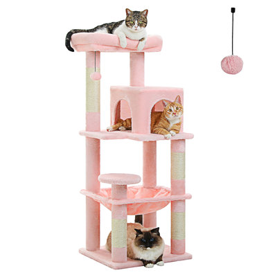Arbre à chat 45,7 po pour chats d'intérieur, tour à chat à 5 niveaux pour grands chats avec grand hamac à structure en métal (17,3 po x 15,3 po), maisonnette pour chat avec (18,5 po x 13 po) perchoir à sommet et 4 grattoirs recouverts de sisal