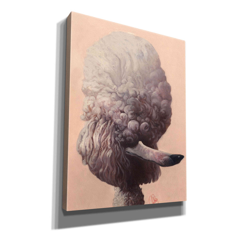 Caniche - peinture sur toile tendue, H 16 po x l 12 po x P 0,75 po