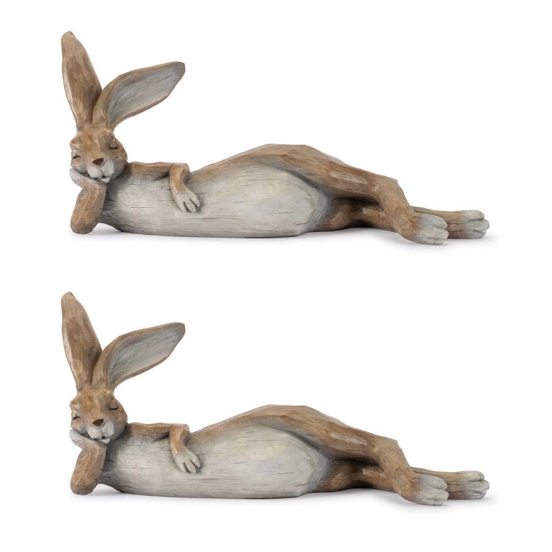 Statue de lapin allongé (ensemble de 2)