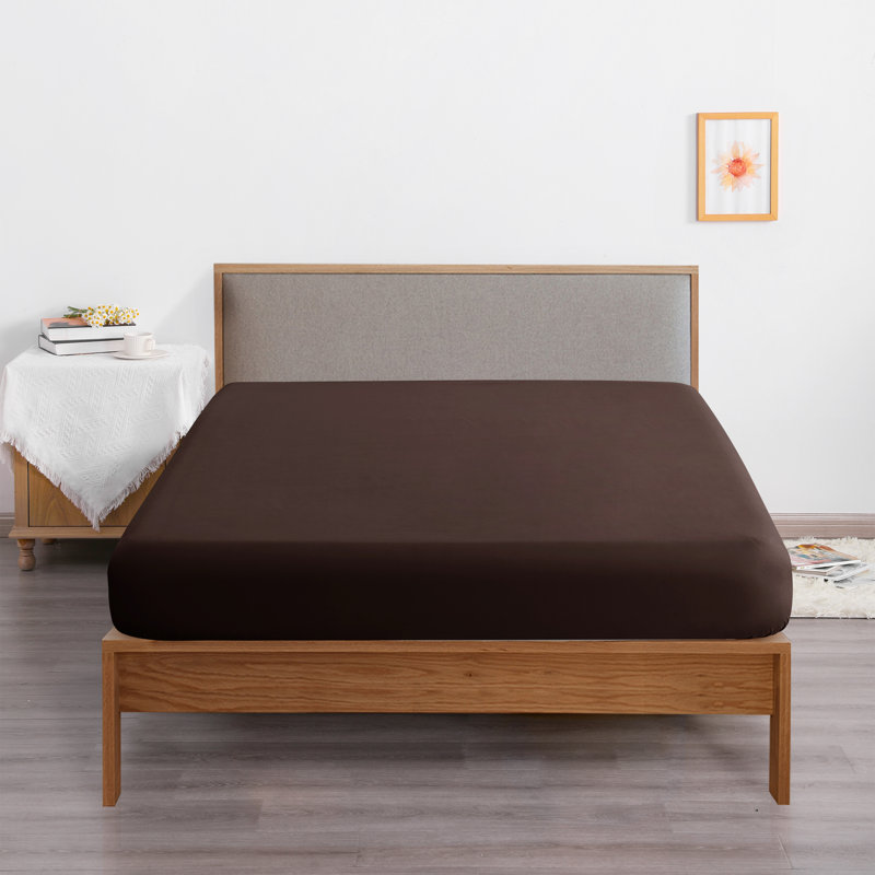 Fitted Bed Sheet Only, 1800 Brushed Microfiber Deep Pocket Fitted Sheet - NTBAY, Twin Fitted Sheet, Chocolate