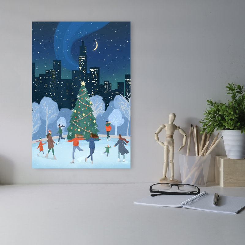Xmas In Nyc Abstract Contemporary Christmas Tree City Wall Art Print 1 Piece Wrapped Canvas Wall Art, 45.72cm H x 30.48cm W