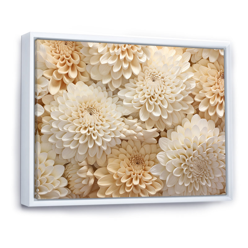 Minimalisme mamans, peinture en beige - impressions sur toile de mamans, Cadre flottant blanc, H 30 po x l 40 po x P 1,5 po