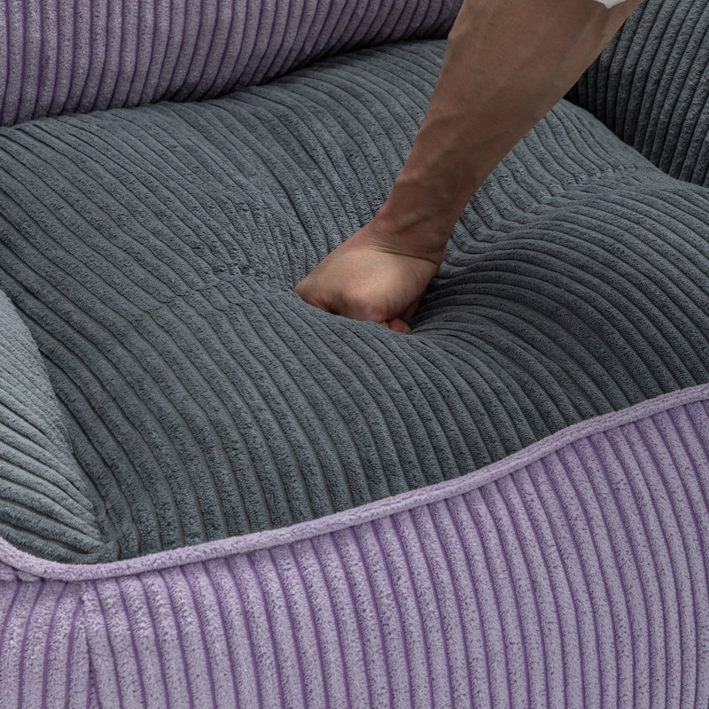 Fauteuil à billes en velours côtelé Compression, Mauve