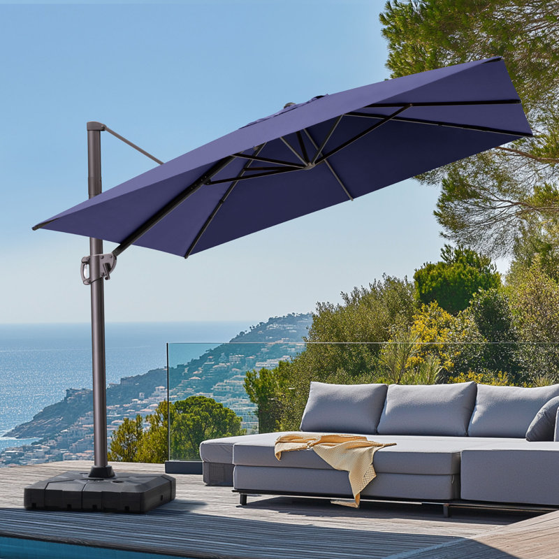128'' X 104'' Rectangular Cantilever Patio Umbrella with Counter Weights Base, Navy