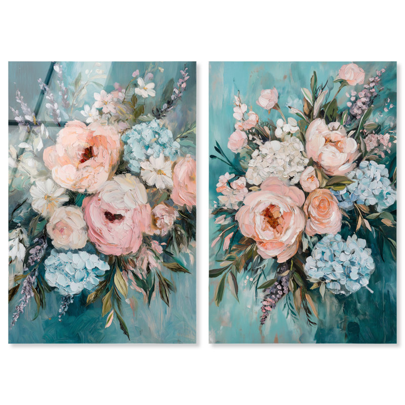 «Blush Pink Whimsy Set», reproduction acrylique sur toile par Art Remedy, H 54 po x l 36 po