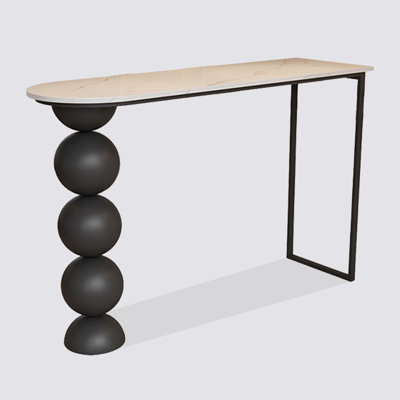 Table de bar de luxe à pieds sphériques en pierre frittée