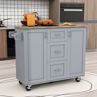 Ithiel Kitchen Island with 3 Storage Drawer and 2 Shelves by Red Barrel Studio
