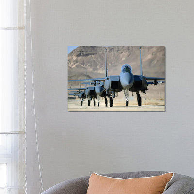 A Group Of F-15E Strike Eagles At Uvda Air Force Base, Israel - Wrapped Canvas Print