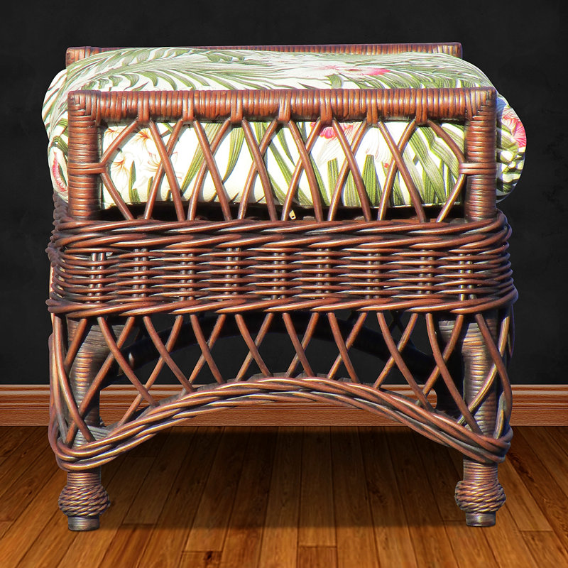 Rosado Upholstered Ottoman, Baja Lemon, Whitewash