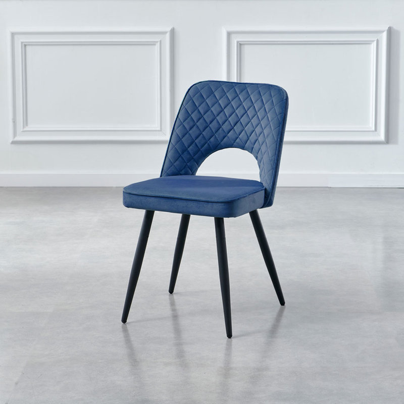 Asfand 50cm H Velvet Upholstered Side Chair, Dark Blue