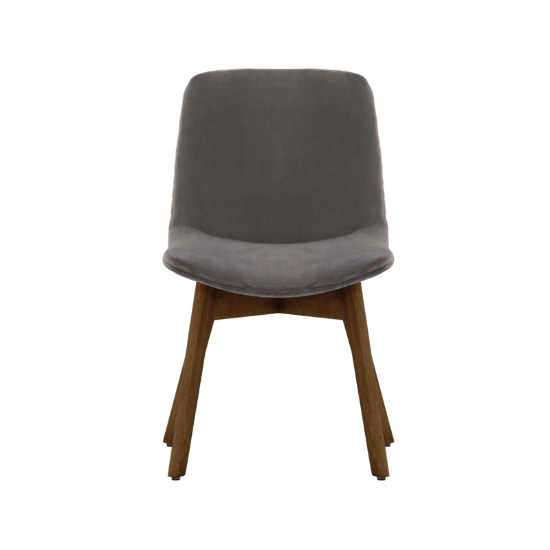 Jada 48cm H Velvet Upholstered Side Chair, Elephant, Dark Oak