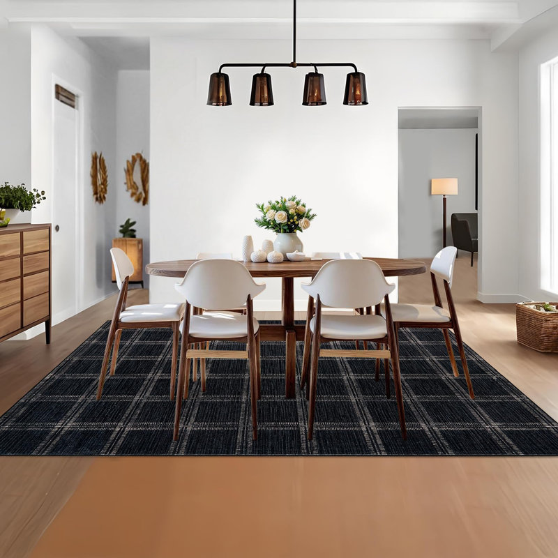 Rectangle Striped Area Rug, Black, 120*170cm