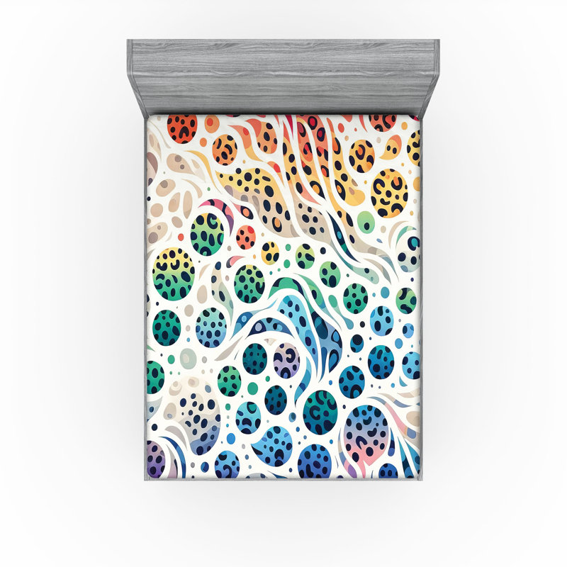 Drap-housse imprimé léopard Ambesonne_ Pois multicolores, Grand