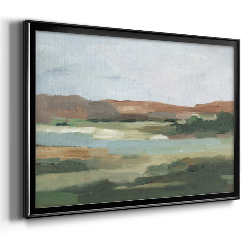 Autumn River Crossing I, reproduction d'art sur toile, H 30 po x l 44 po x P 1,5 po, Toile encadrée noire à coins fermés