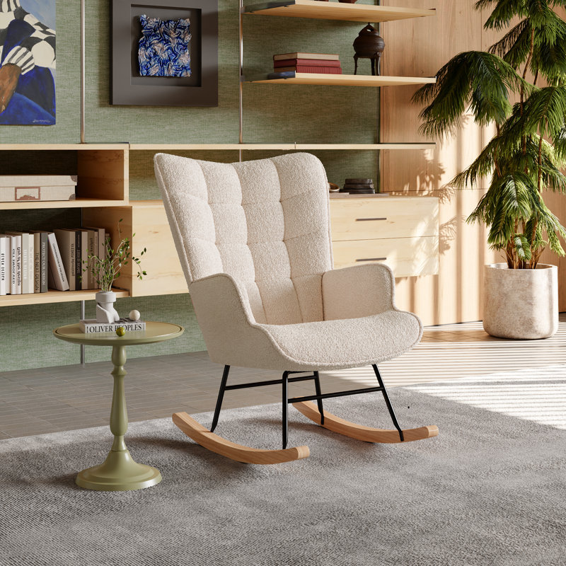 Metal Rocking Chair, Beige Teddy