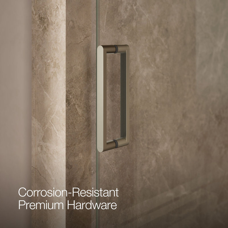 Revel 44'' x 74'' Pivot Shower Door with CleanCoat® Technology, Anodized Brushed Nickel