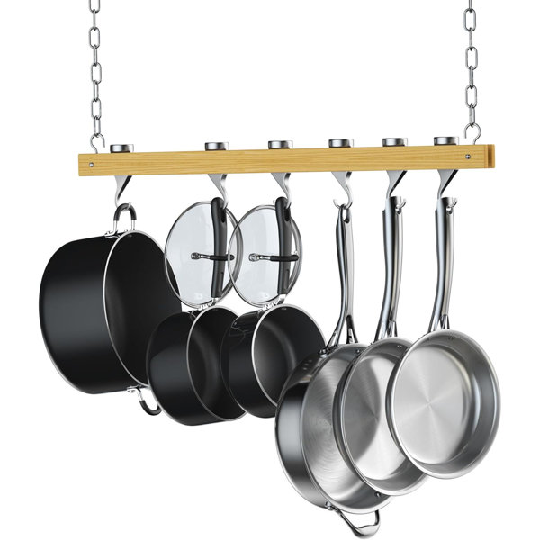 Pot Bar Rack Wall Mounted Detachable Pans Hanging Rail Kitchen