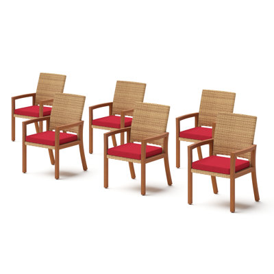 Sehrish 6 Piece Sunbrella Dining Chairs With Cushion In Sunset