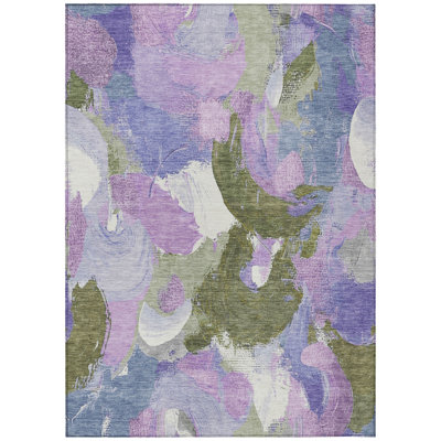 Machine Washable Indoor/Outdoor Xhevrie Lavender Rug