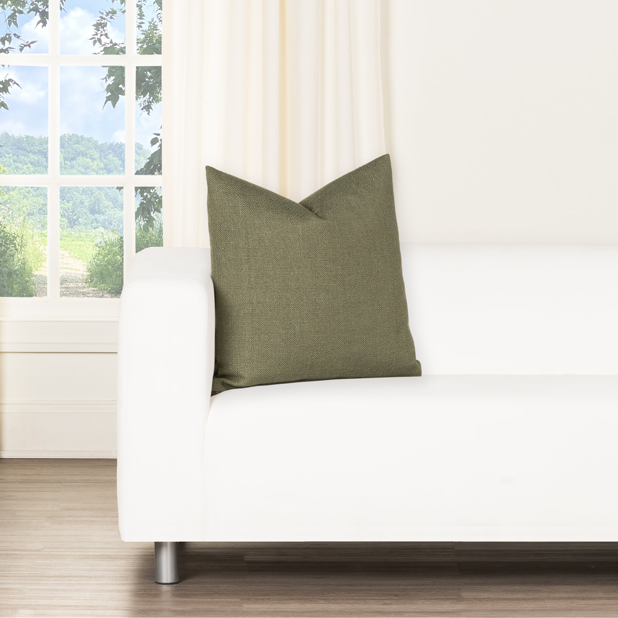 Birch Lane Coolidge Throw Pillow Throw, Green, Square 22", Polyester