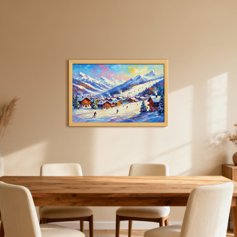 Scène de paysage d'hiver, H 24 po x l 36 po, Toile tendue, Ne s’applique pas