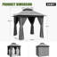 Pavillon de jardin extérieur avec double toit, auvent spacieux avec filet et rideaux, pour patio, pelouse et cour arrière-122483055