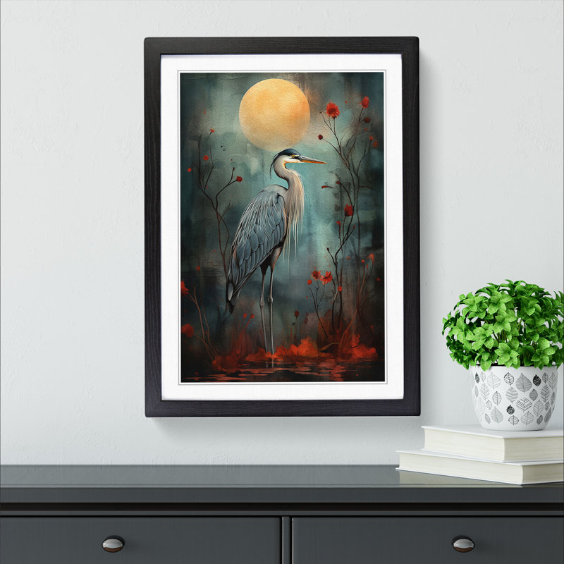 Heron Dadaism - Single Picture Frame Print on Wood