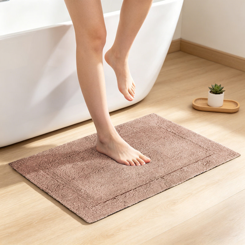 Tapis de bain antidérapant 100% coton, Simple - L 32 po x l 32 po, Argile cendrée