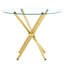 Table ronde en verre transparent avec pieds en métal doré pour 4 à 6, idéal pour manger et étudier sur la terrasse, esthétique lisse, structure fiable, déjeuner de lecture confortable dans la cuisine, conception simple, solide