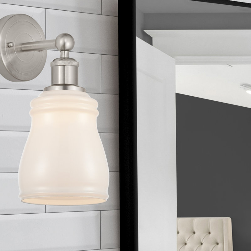 Applique murale à bras en acier 1 lumière Cascades, Blanc, Nickel satiné brossé