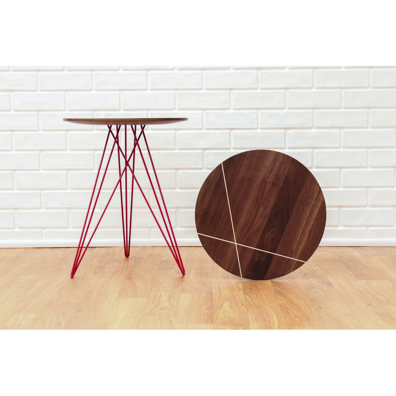 Hudson Solid Wood Top End Table, Red, Walnut