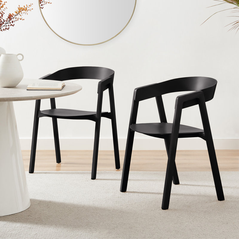 Arvey Solid Wood Dining Chairs - Mid Century Design & Responsibly Sourced, Black