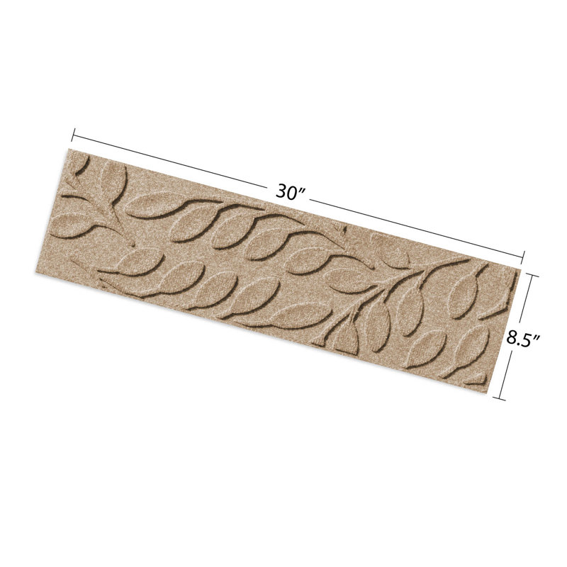 WaterHog® Brittney Leaf 8.5 in. x 30 in. Indoor Outdoor Stair Treads Set/4, Camel