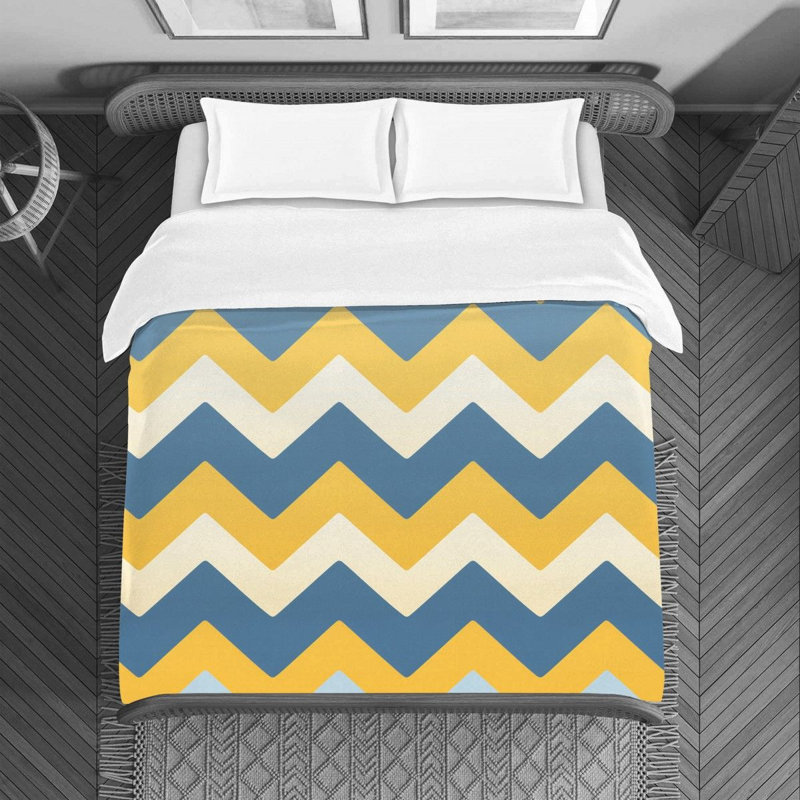 Housse de couette Jozephine, Housse de couette pour lit simple, Bleu/jaune