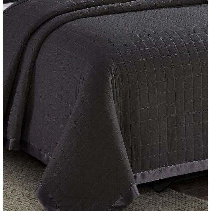 Osca Embossed Microfiber Bedspread Set All-Season Comforter Bed Throw with Matching Pillow Shams, Black