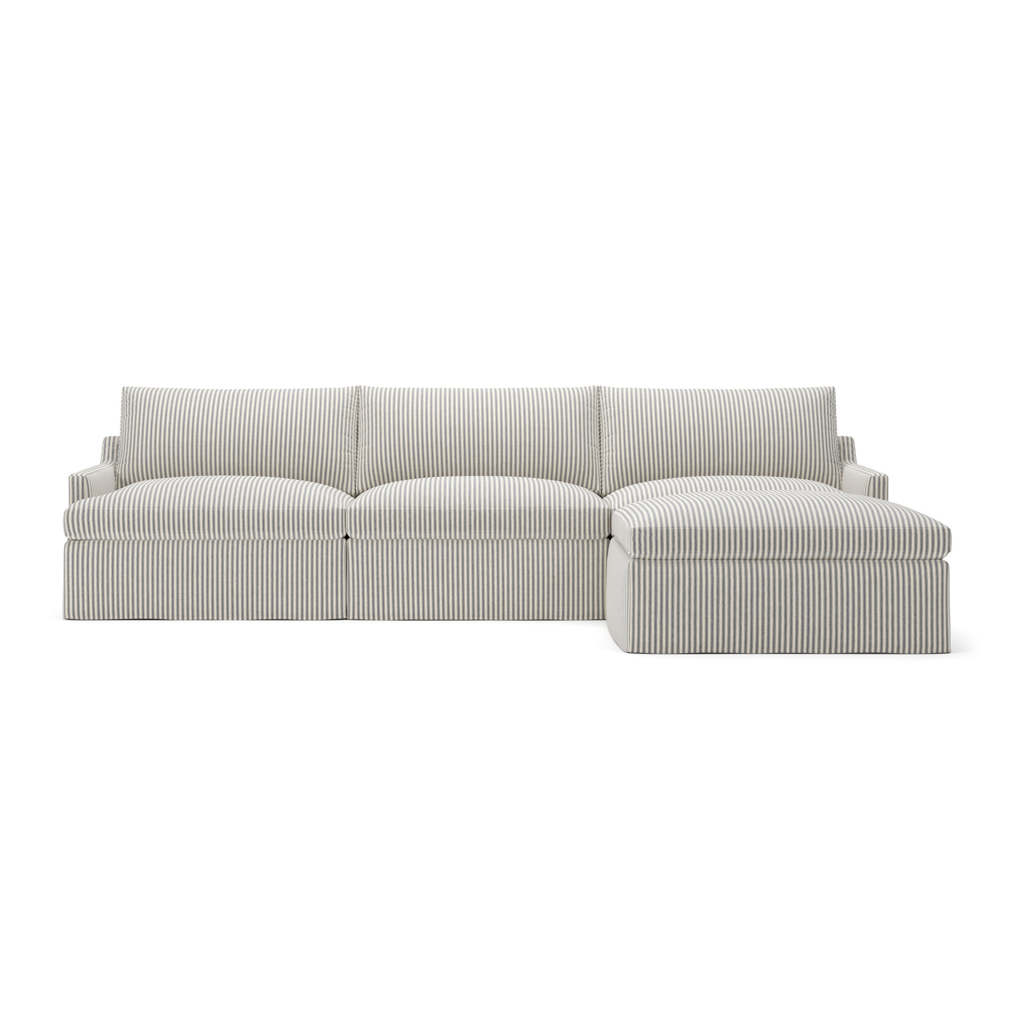 Wrenley 4-Piece Slipcovered Modular Sectional, Cruise Gray Striped