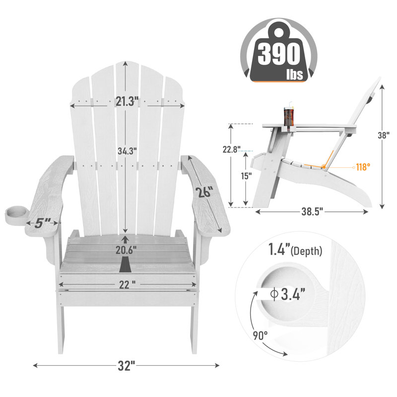 Chaise Adirondack Jadam, Blanc